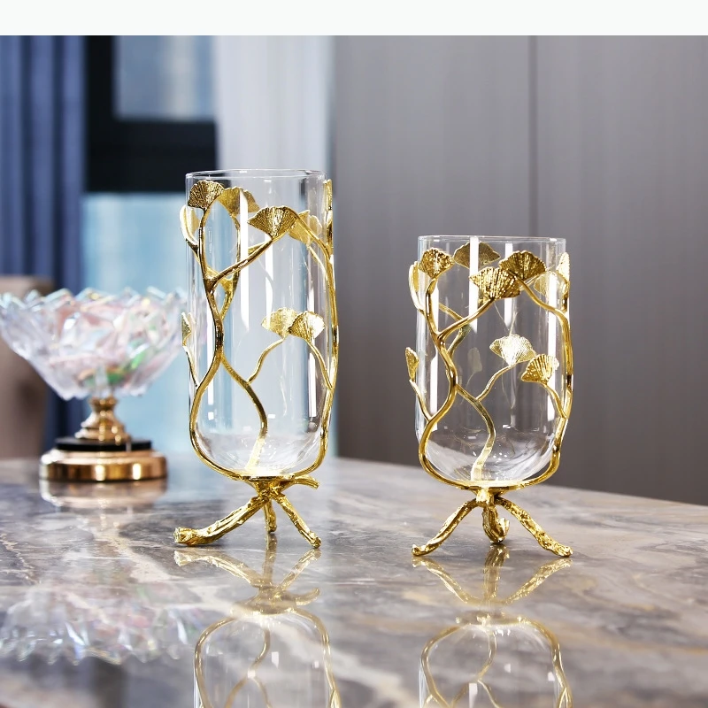 Ginkgoblatt-Glasvase, Hydrokultur-Blumentöpfe, dekoratives Blumenarrangement, Schreibtischdekoration, Blumenvasen, modernes Dekor Image