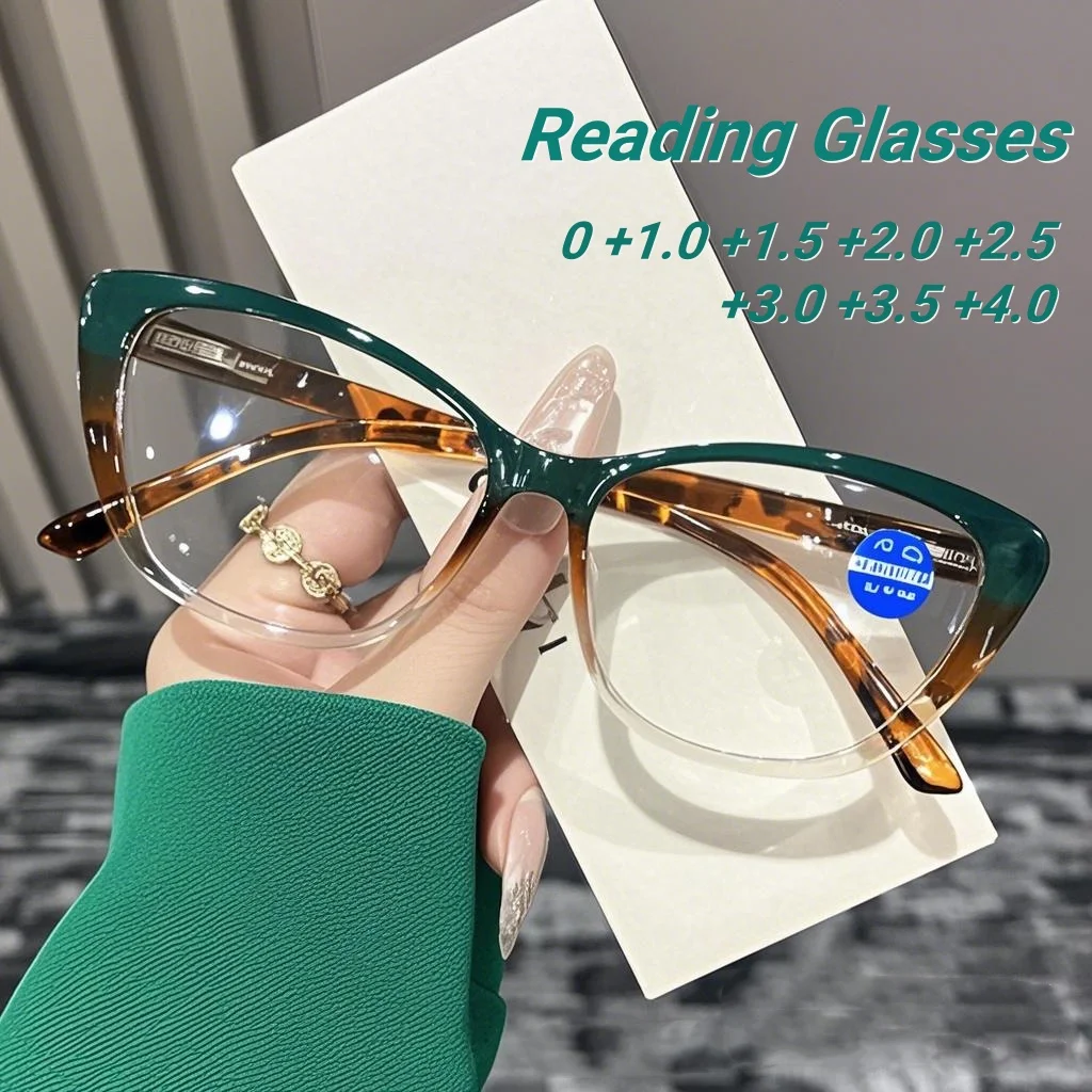 2025, neue modische und trendige Cat-Eye-Lesebrille für Damen, Retro, neutral, fortschrittliches Display, junge Anti-Blaulicht-Brille Image