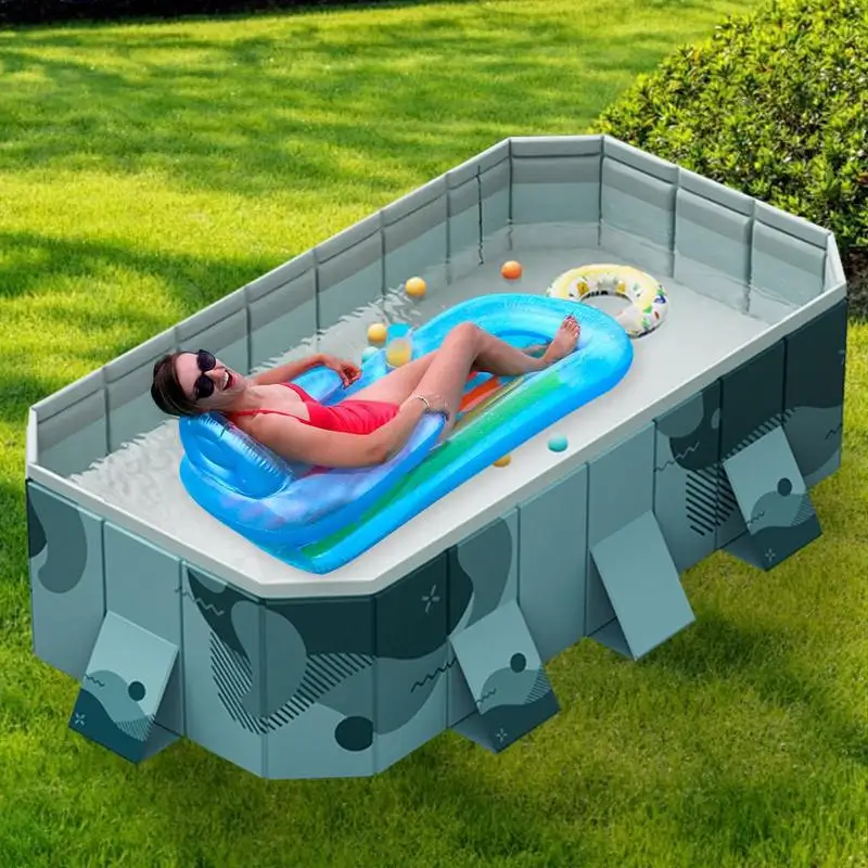 Schwimmbad nicht aufblasbar zusammen klappbar einfache Installation verdickt PVC Familie Schwimmbad Spielzeug Outdoor Klapp pool Image