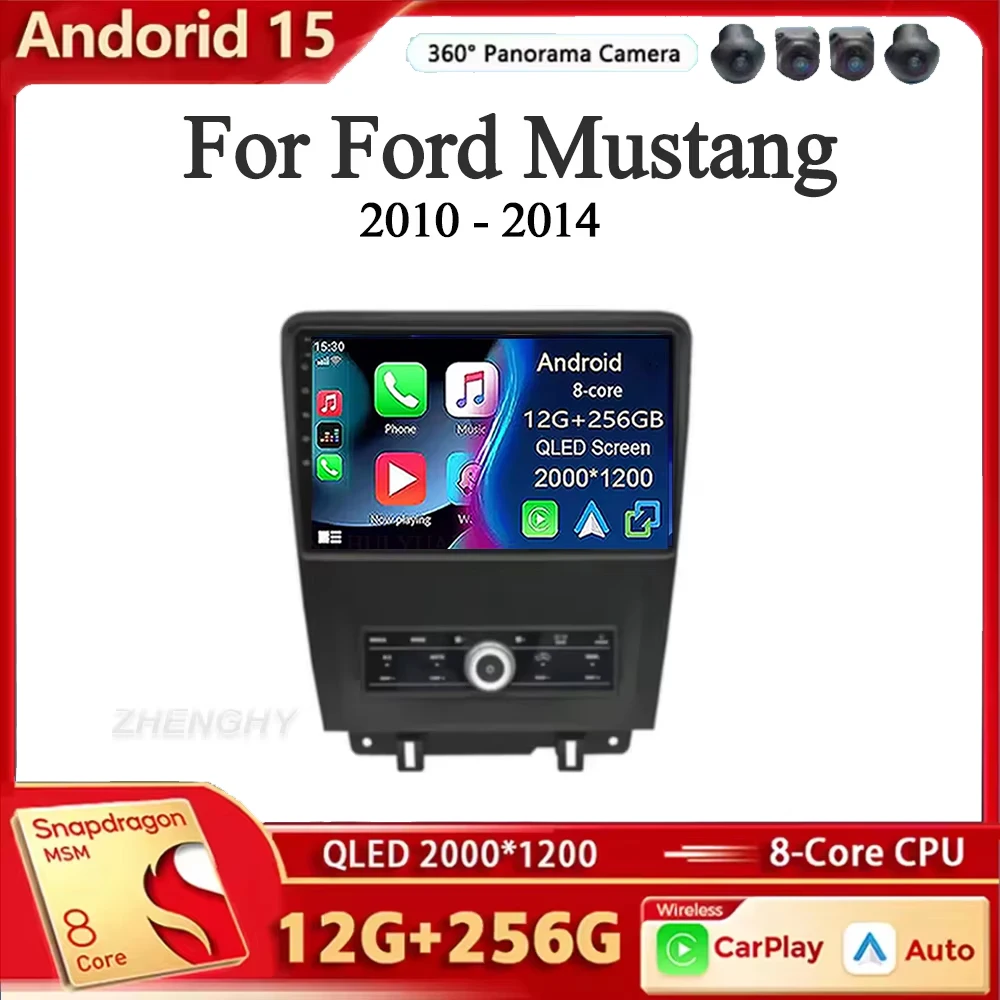 Android 15 Carplay Auto Auto Radio Für Ford Mustang 2010 2011 2012 2013 2014 Multimedia GPS Navi WIFI + 4G Player Stereo 360 Kamera Image