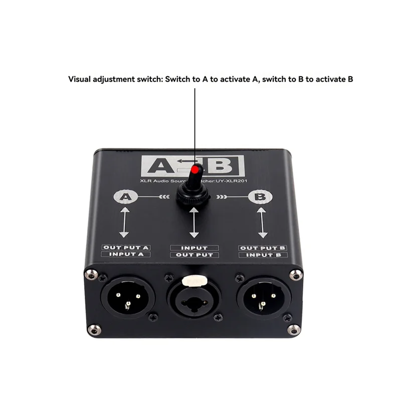 ABJF-XLR symmetrischer Audio-Quell-Umschalter, 2 Eingänge, 1 Ausgänge oder 1 Eingänge, manueller Wahlschalter, 2 Stecker, 1 Buchse, für Mikrofon-Soundkartenmixer Image
