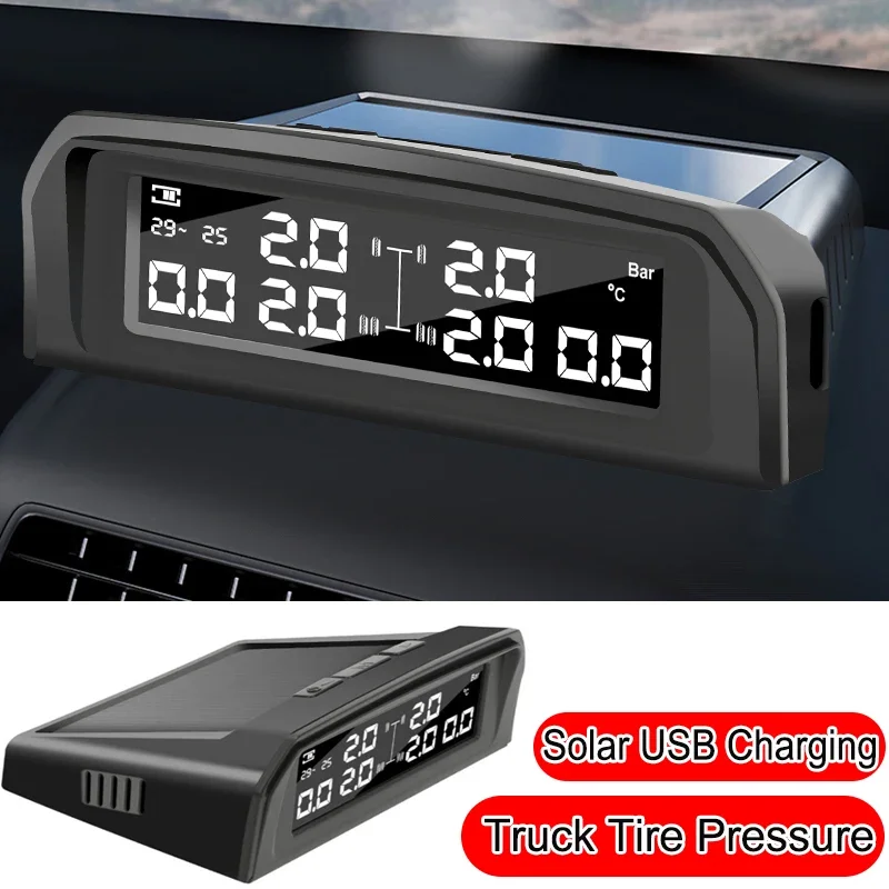 Solar Power TPMS LKW Reifendruckkontrollsystem Sicherheitsalarmsysteme Reifendruck Temperaturwarnung mit Wasserdichtigkeit Image