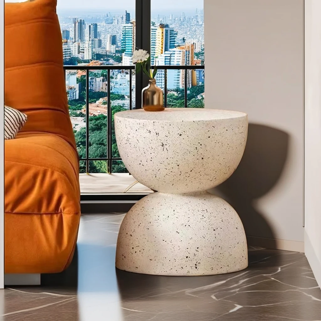 Heißverkaufter moderner Beistelltisch, runder Beistelltisch, weißer, einzigartiger Konsolen-Beistelltisch Image