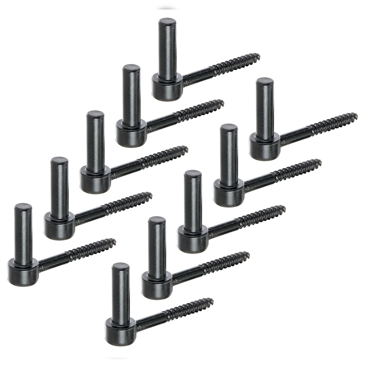 Alberts 863883 Kloben zum Einschrauben, J-Haken, mit angeschnittenem Gewinde, schwarzer Tauchlack, Dornmaß Ø14 mm, Länge 105 mm, 10er Set Image