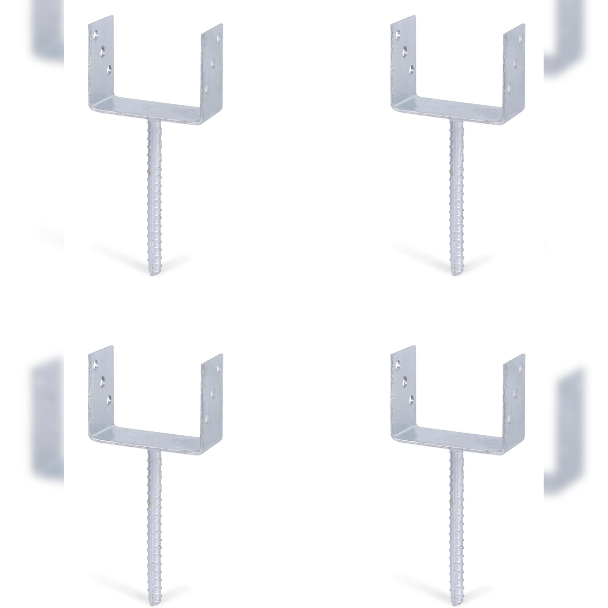 Alberts 4 x U-Pfostenträger mit Riffelstahl-Betonanker, 141x104 mm, Betonanker 200 mm, feuerverzinkt, zum Einbetonieren Image