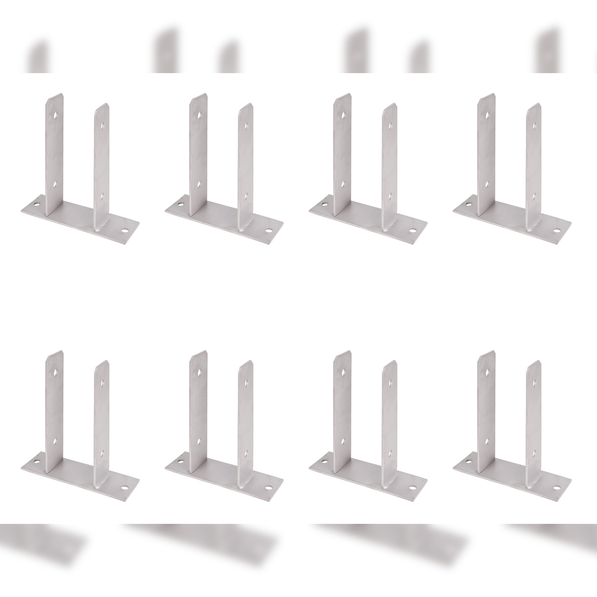 Alberts 8 x U-Pfostenträger, zum Aufschrauben, Edelstahl, für Holzpfosten 71 mm, Höhe 200 mm Image