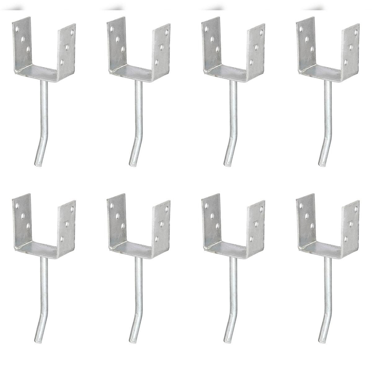 Alberts 8 x U-Pfostenträger mit Rundstahl-Betonanker, 101x104 mm, Betonanker 200 mm, feuerverzinkt, zum Einbetonieren Image