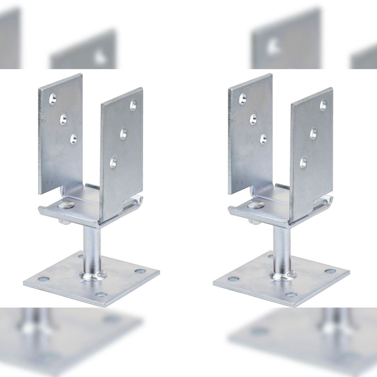 Alberts 2 x U-Pfostenträger, Breite 71 - 131 mm, Höhe 110 mm, galvanisch verzinkt, dickschichtpassiviert, zum Aufschrauben Image