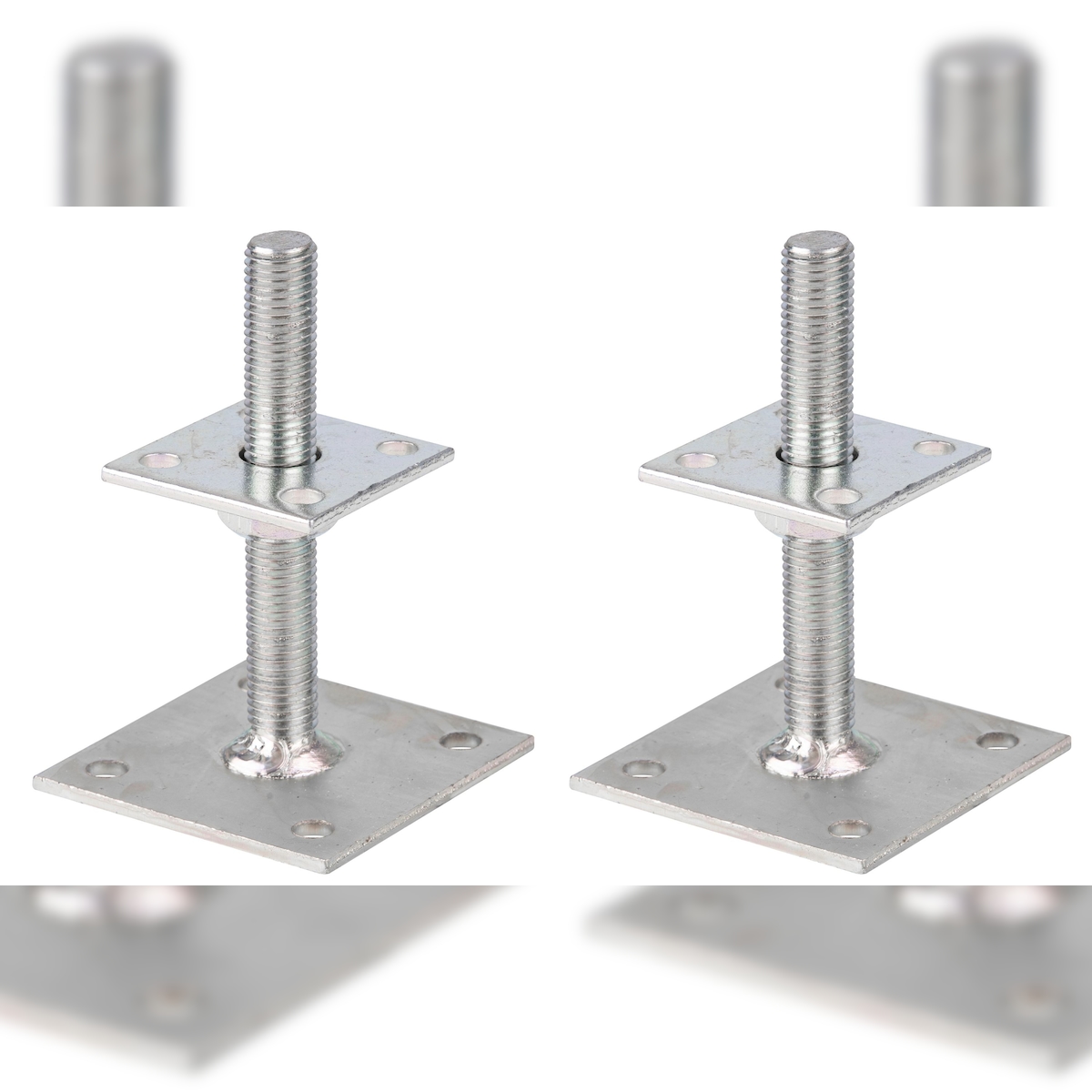 Alberts 2 x I-Pfostenträger, höhenverstellbar 30 - 150 mm, Platte 70 x 70 mm, galvanisch verzinkt, dickschichtpassiviert, zum Aufschrauben Image