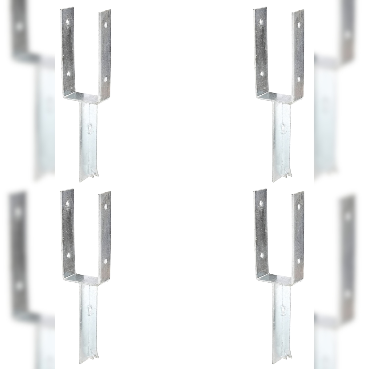 Alberts 4 x U-Pfostenträger mit Betonanker aus T-Eisen, 91x200 mm, feuerverzinkt, zum Einbetonieren, Betonanker 200 mm Image