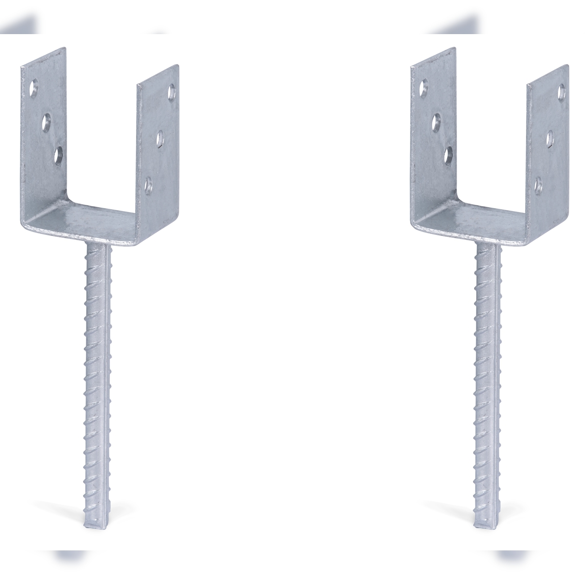 Alberts 2 x U-Pfostenträger mit Riffelstahl-Betonanker, 75x104 mm, Betonanker 200 mm, feuerverzinkt, zum Einbetonieren Image