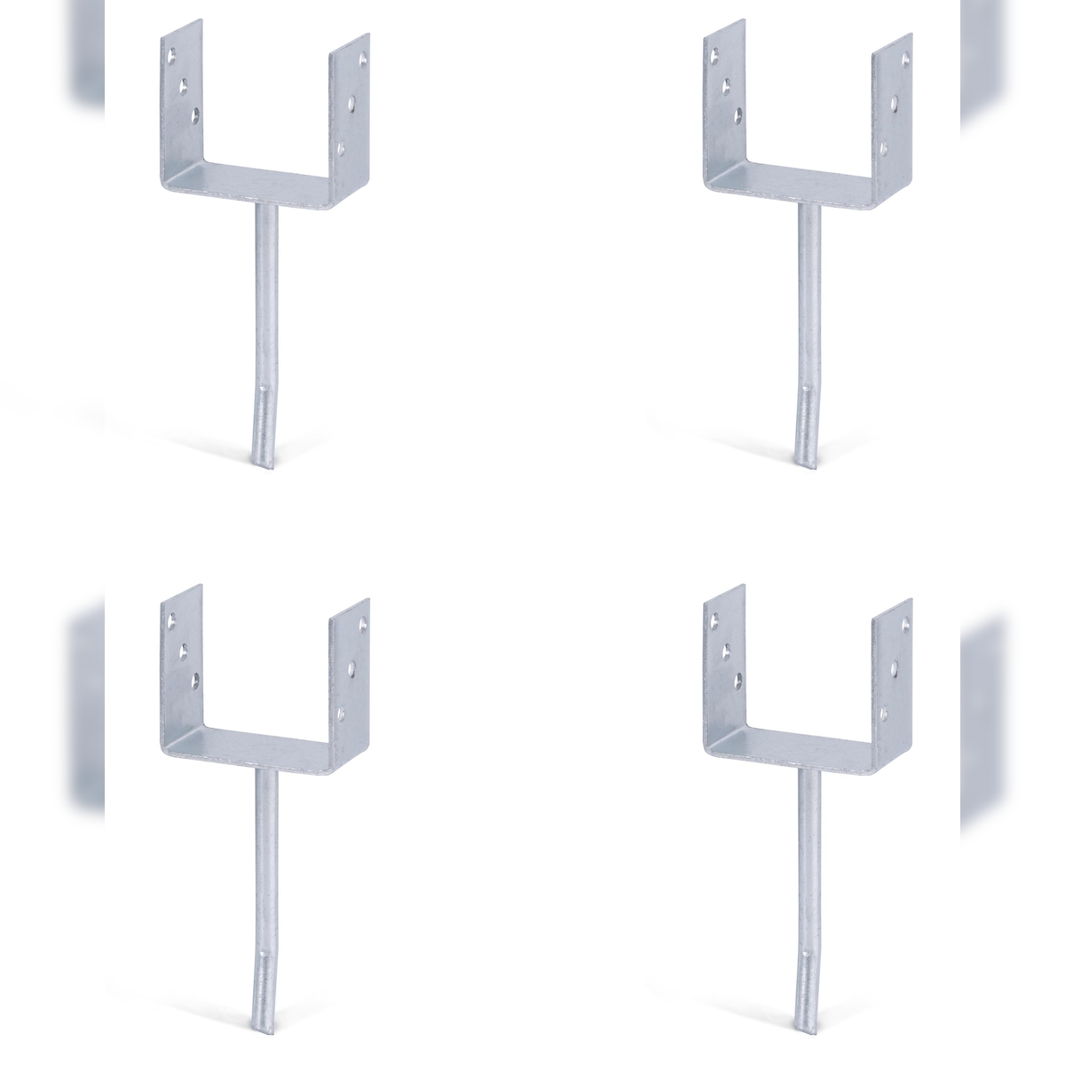 Alberts 4 x U-Pfostenträger mit Rundstahl-Betonanker, 121x104 mm, Betonanker 200 mm, feuerverzinkt, zum Einbetonieren Image