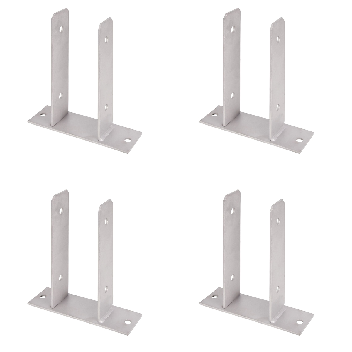 Alberts 4 x U-Pfostenträger, zum Aufschrauben, Edelstahl, für Holzpfosten 71 mm, Höhe 200 mm Image