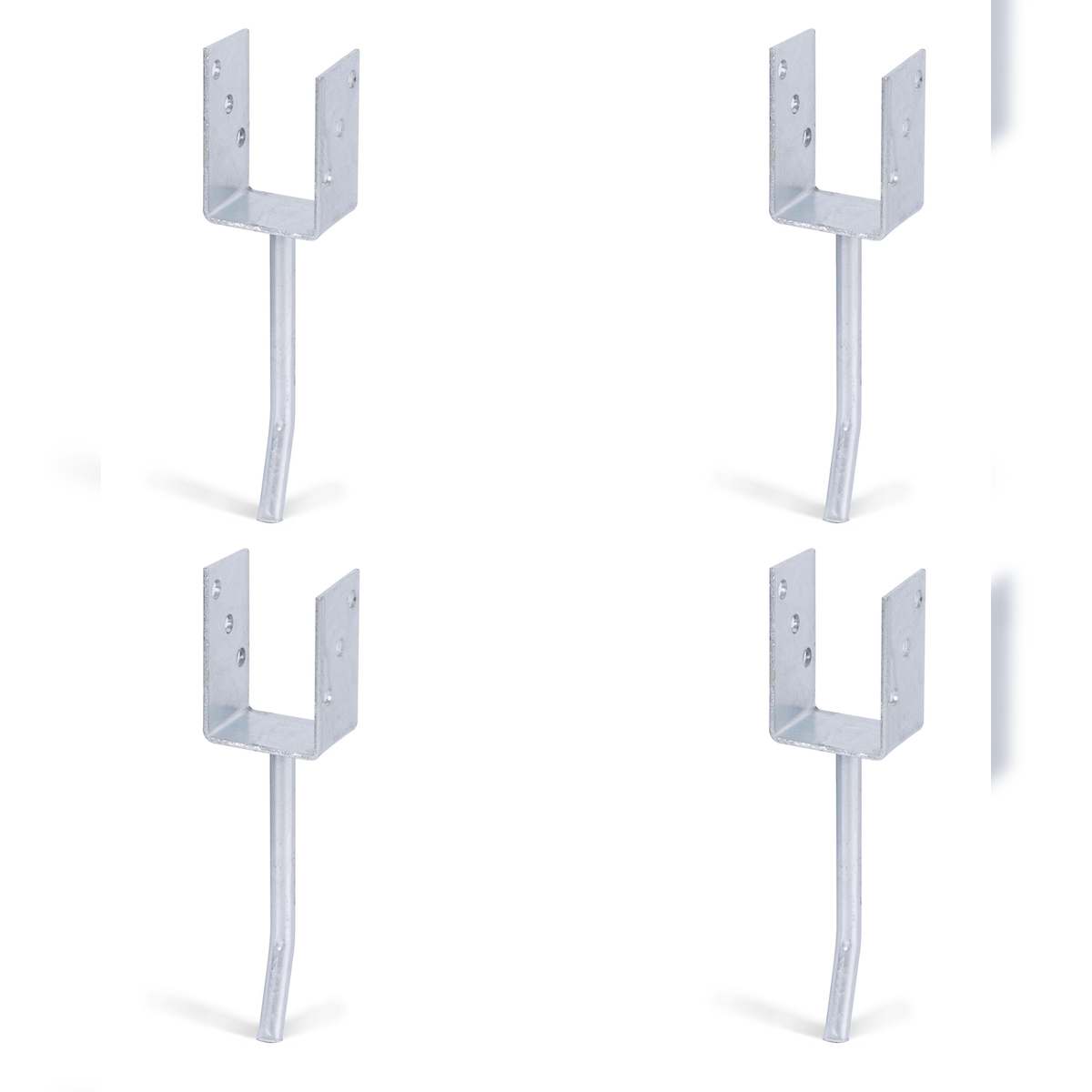 Alberts 4 x U-Pfostenträger mit Rundstahl-Betonanker, 71x104 mm, Betonanker 200 mm, feuerverzinkt, zum Einbetonieren Image