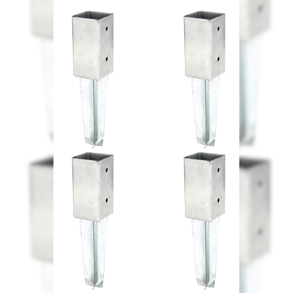 Alberts 4 x Bodenhülse für Vierkantholzpfosten, 71x71 mm, feuerverzinkt, zum Einbetonieren, Länge 350 mm Image