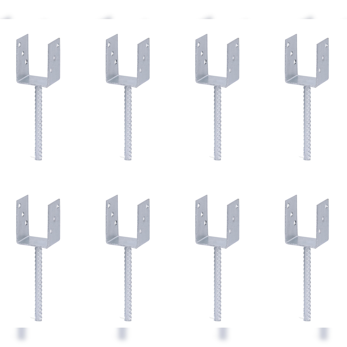 Alberts 8 x U-Pfostenträger mit Riffelstahl-Betonanker, 81x104 mm, Betonanker 200 mm, feuerverzinkt, zum Einbetonieren Image