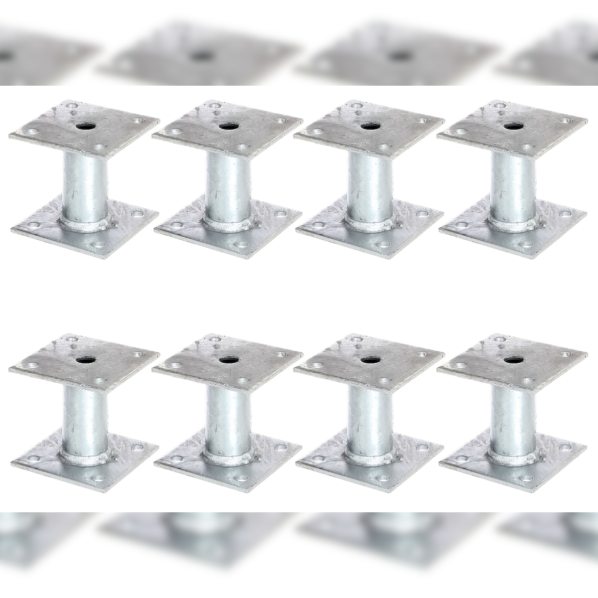 Alberts 8 x Pfostenträger, Platte 100x100 mm, Rohr-Ø 42 mm, feuerverzinkt, zum Aufschrauben Image