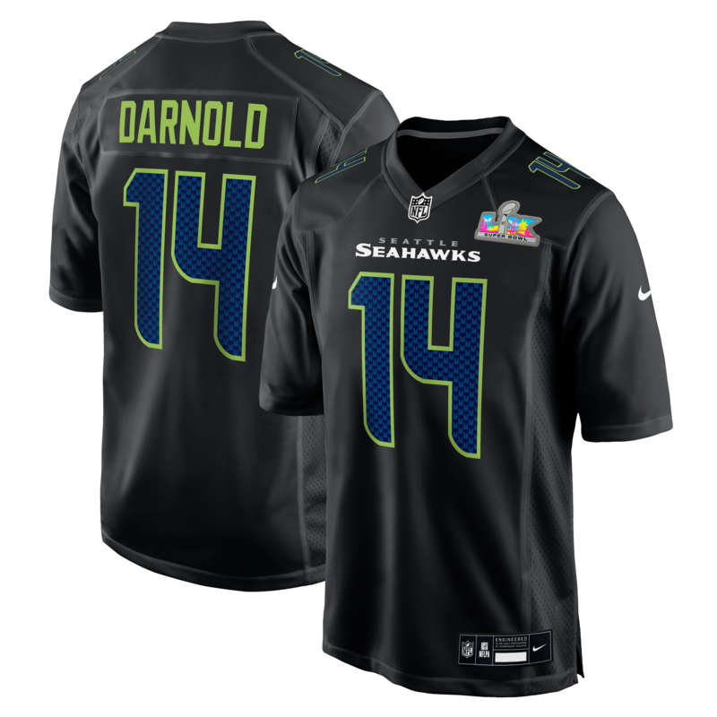 Nike Herren Sam Darnold Schwarzes Seattle Seahawks Super Bowl LX Patch Carbon Fashion Game Jersey Image