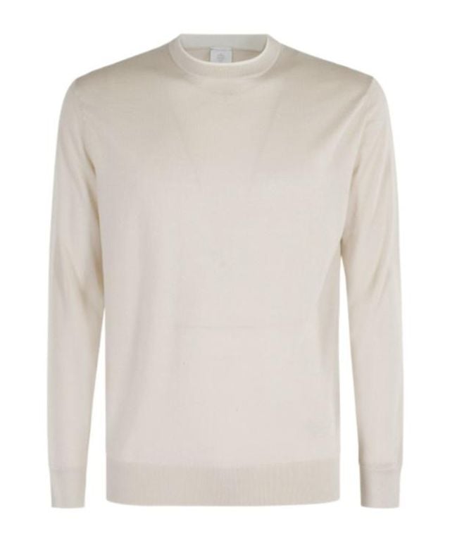 Ribbed Crew Neck Knitwear - White - Eleventy Knitwear