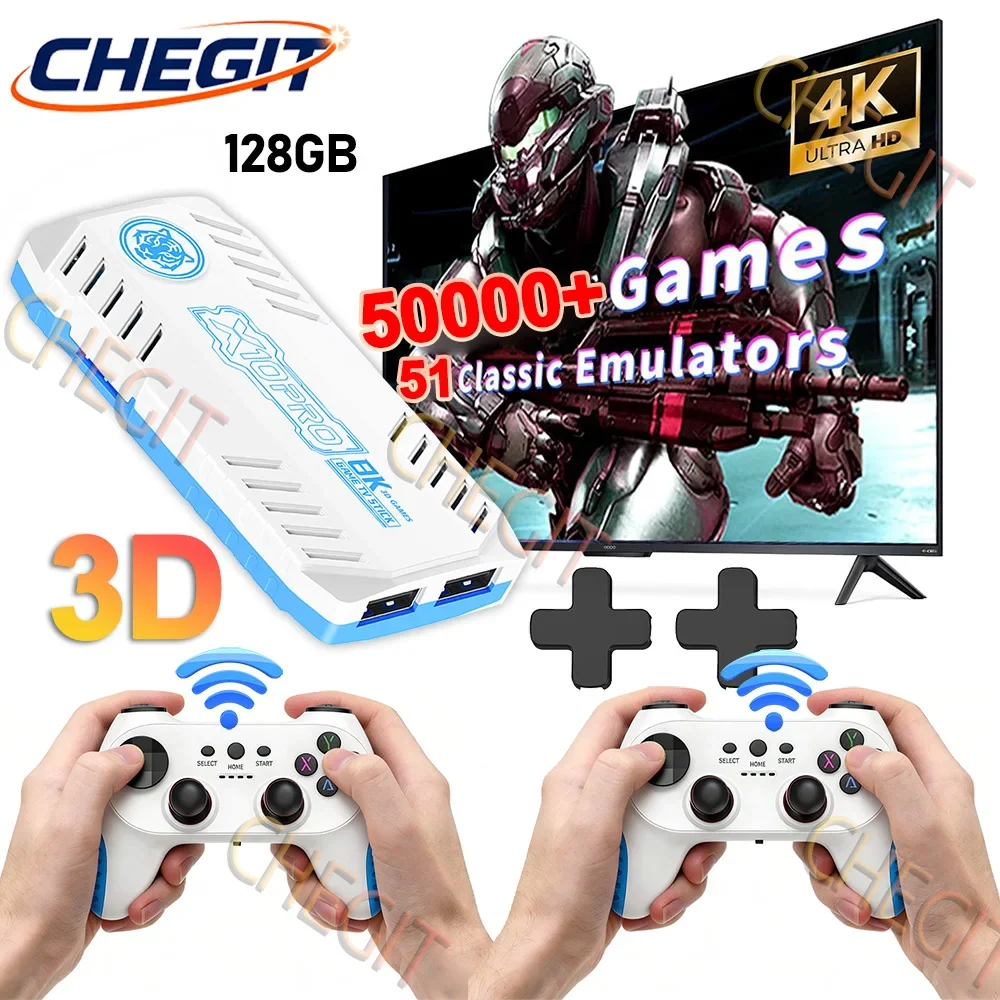 X10 Pro 4K TV Game Stick Video Game Console 128G 50000+ Games For PSP PS1 & 51 emulator Wireless Controller Gamepad Retro