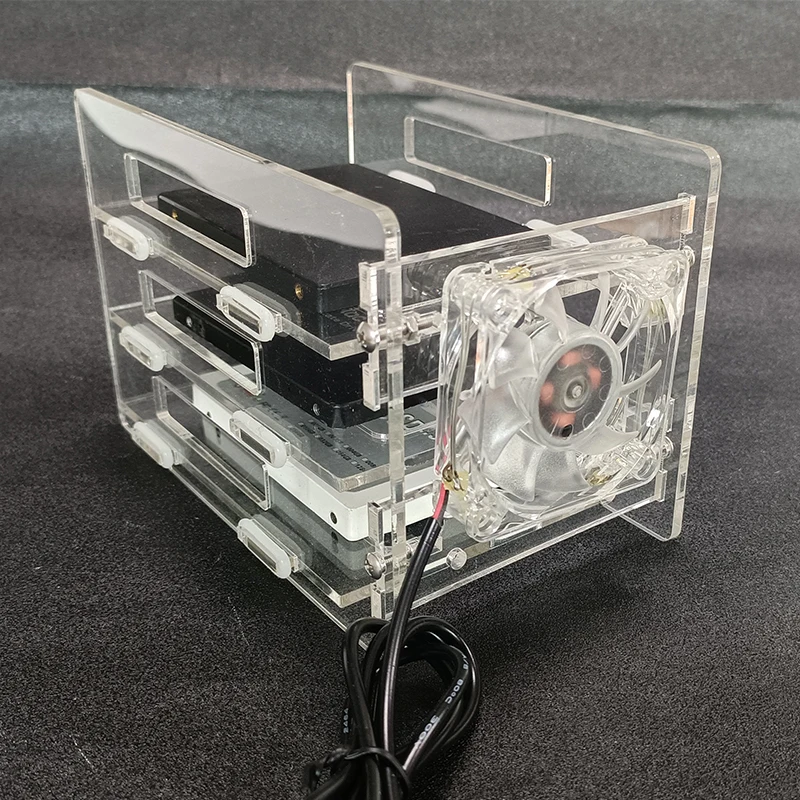 Mobile festplatte vergeben fan kühlung halterung Lagerung rack 2,5 zoll ssd fall Transparent vergeben rack Multi-schicht harte festplatte rack Image