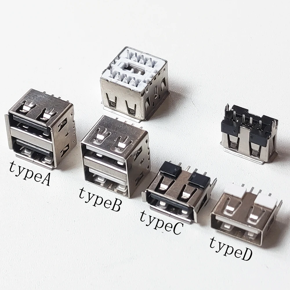 5 Stück Dual USB 2,0 Buchse Buchse 10,5 Grad USB-Anschluss schwarz weiß Gehäuse 8-polige Dip-Lade buchse h = mm Image