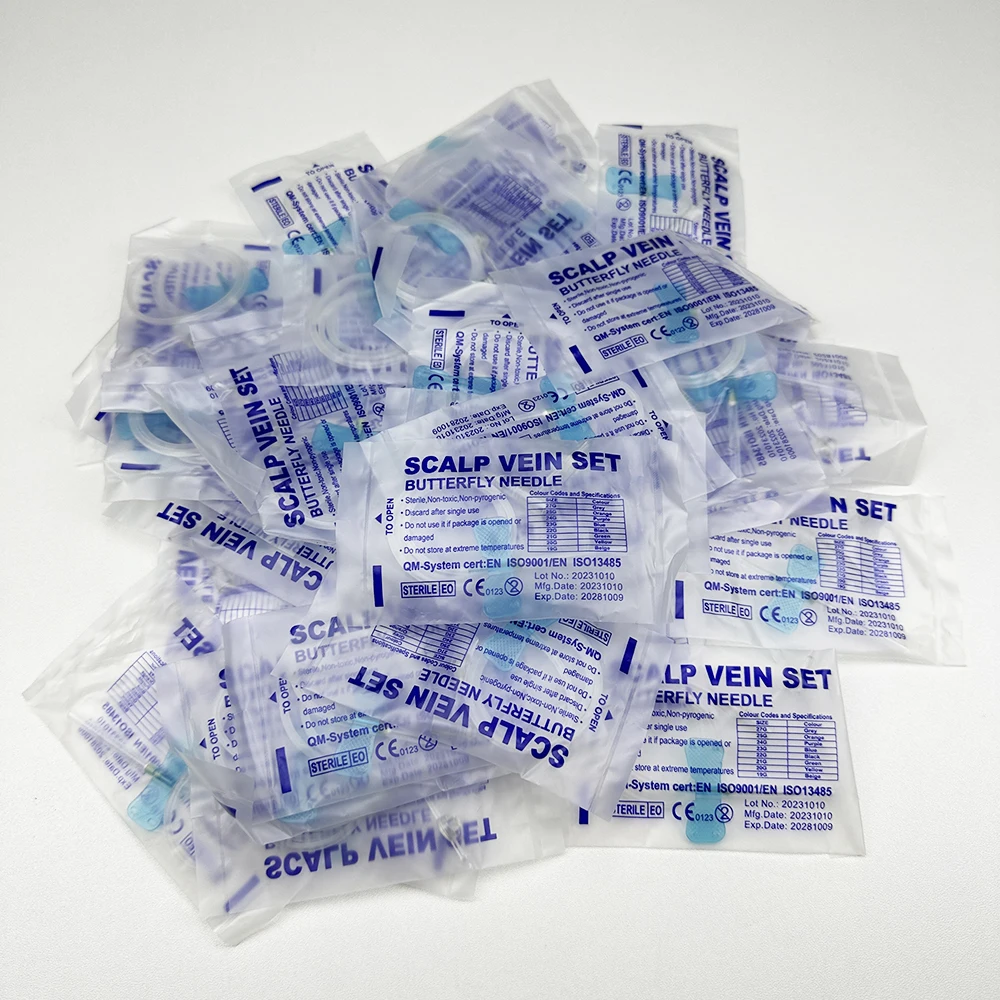 50PCS Einweg Doppel Flügel Schmetterling Infusion Nadeln Tier Gerade Mund Pet Pflege Raum Verwenden Medizinische Versorgung Image