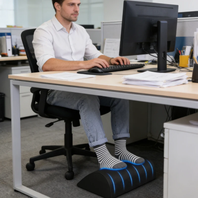 1 Stück 2-in-1-Fußstütze für unter dem Schreibtisch bei der Arbeit, Chiropraktiker-ausgesenkt, verstellbare Premium-Fußstütze unter dem Schreibtisch, ergonomischer Schreibtischfuß Image