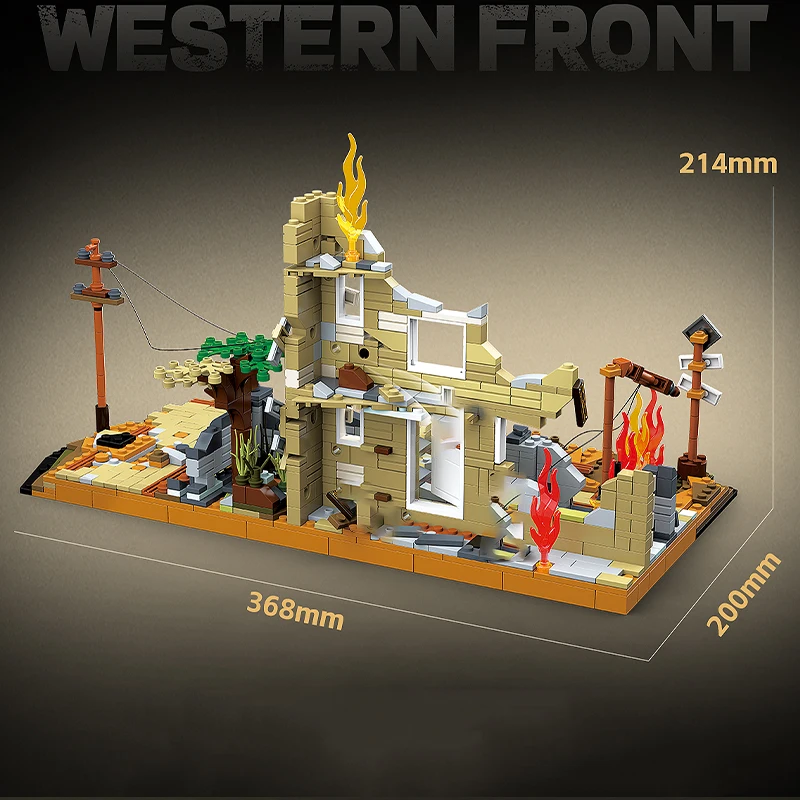 1145 Stück Battle of Western Front Cities Bausteine MOC Zweiter Weltkrieg Militärische klassische Szene Ziegel Spielzeug für Kinder Erwachsene Geschenke Image