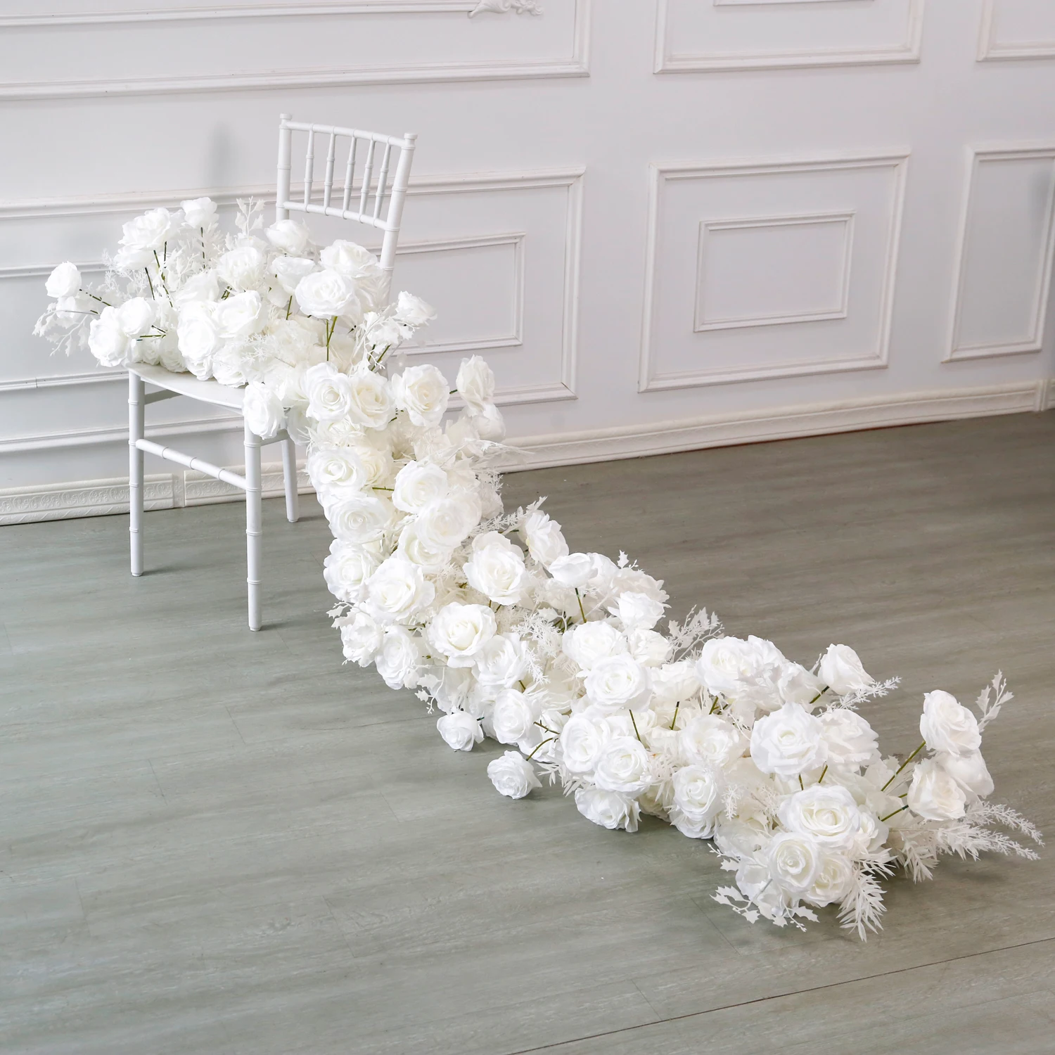UFlower 200 cm künstliche weiße Rose, Hortensien, Blumen für Hochzeit, Hintergrund, Tischdekoration, Party-Dekoration, Event-Wand-Requisiten Image