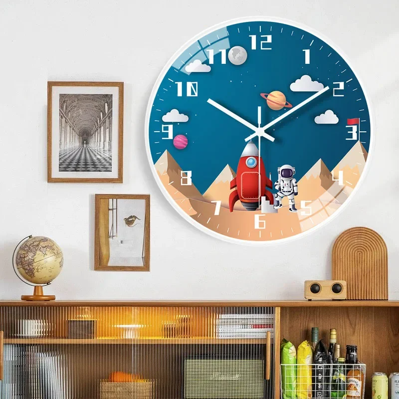 Kreative Astronaut kinder wanduhr Wohnzimmer Hause Schlafzimmer Uhr Kinderzimmer Cartoon Atmosphärische zimmer Anzeige zahlen