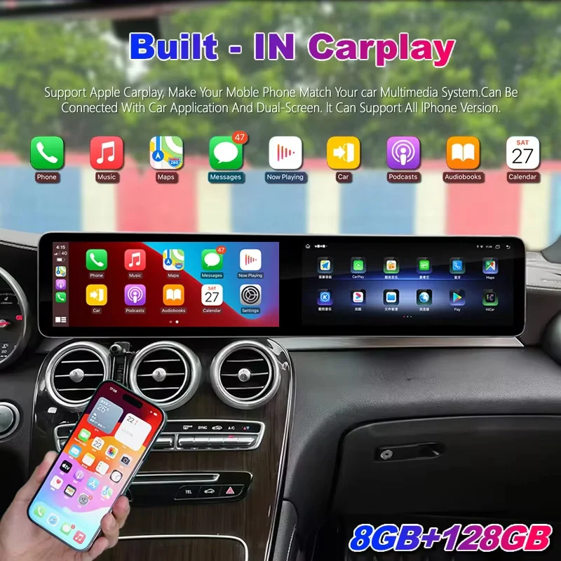 Drahtlose Carplay 12,3 "Interaktive Dual Screen Für Mercedes Benz GLC C GLA CLA Multimedia GPS Navigation Video Player Radio Image
