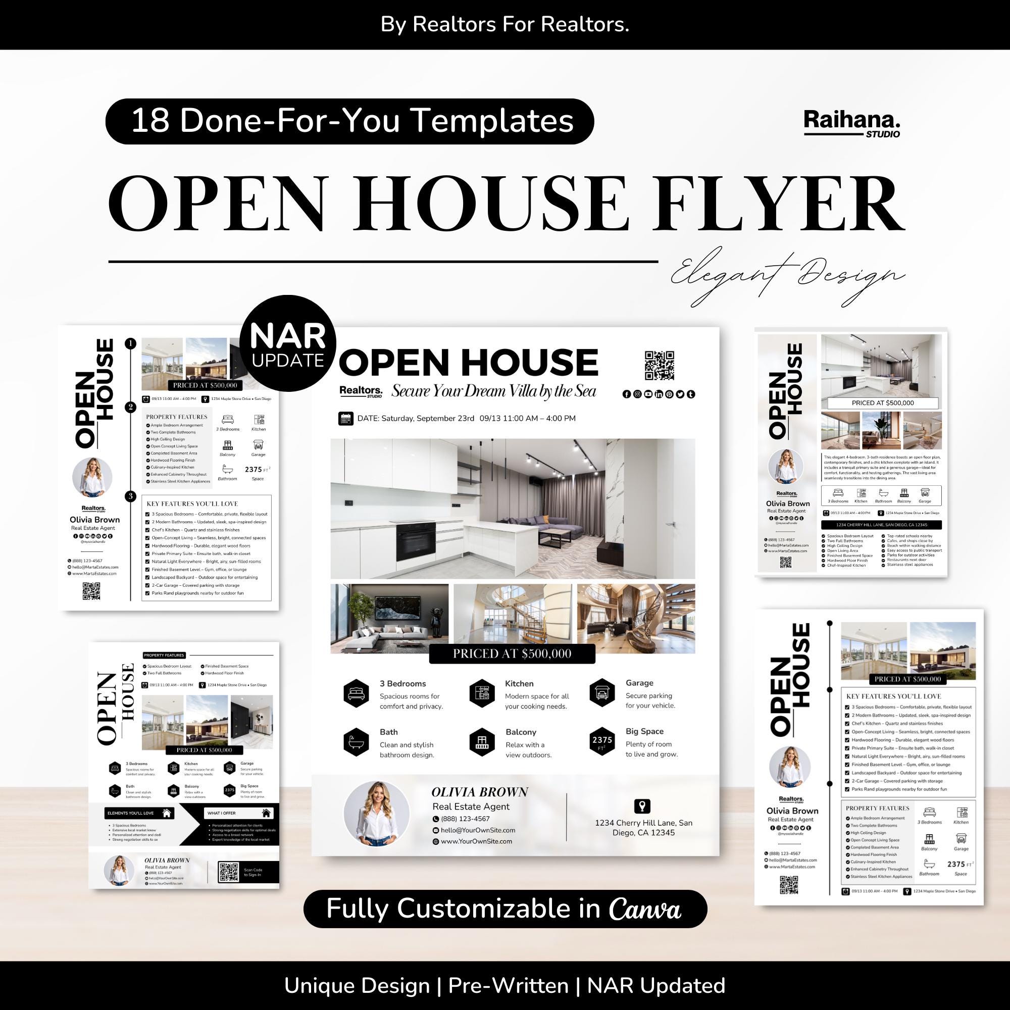Modello di volantino per open house per agenti immobiliari, volantino per open house immobiliare Canva, pacchetto di modelli di volantini per open hou