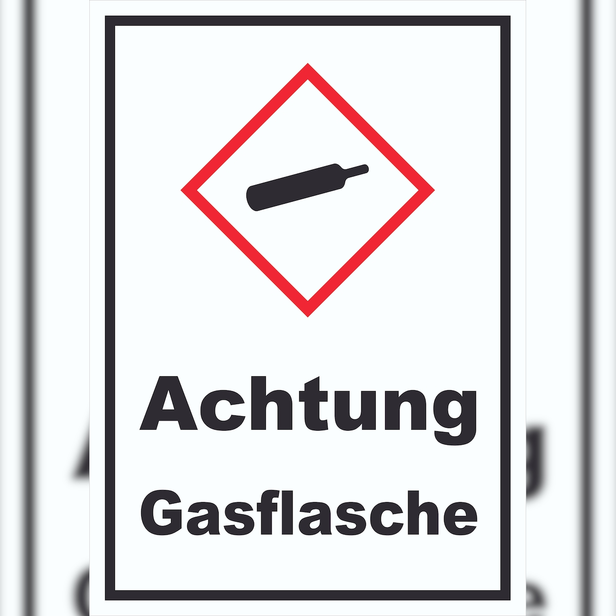 HB-Druck Schild Gasflasche Gas unter Druck hochkant A1 Rückseite selbstklebend Image