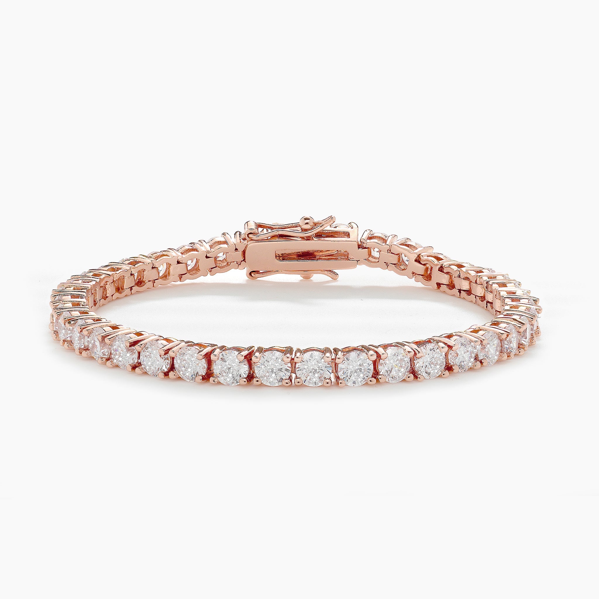 Fifthnyc Womens 4mm 18k Rose Gold Plated Designer Tennis Bracelet - Size 17 cm | Fifthnyc Sale | Discount Designer Brands