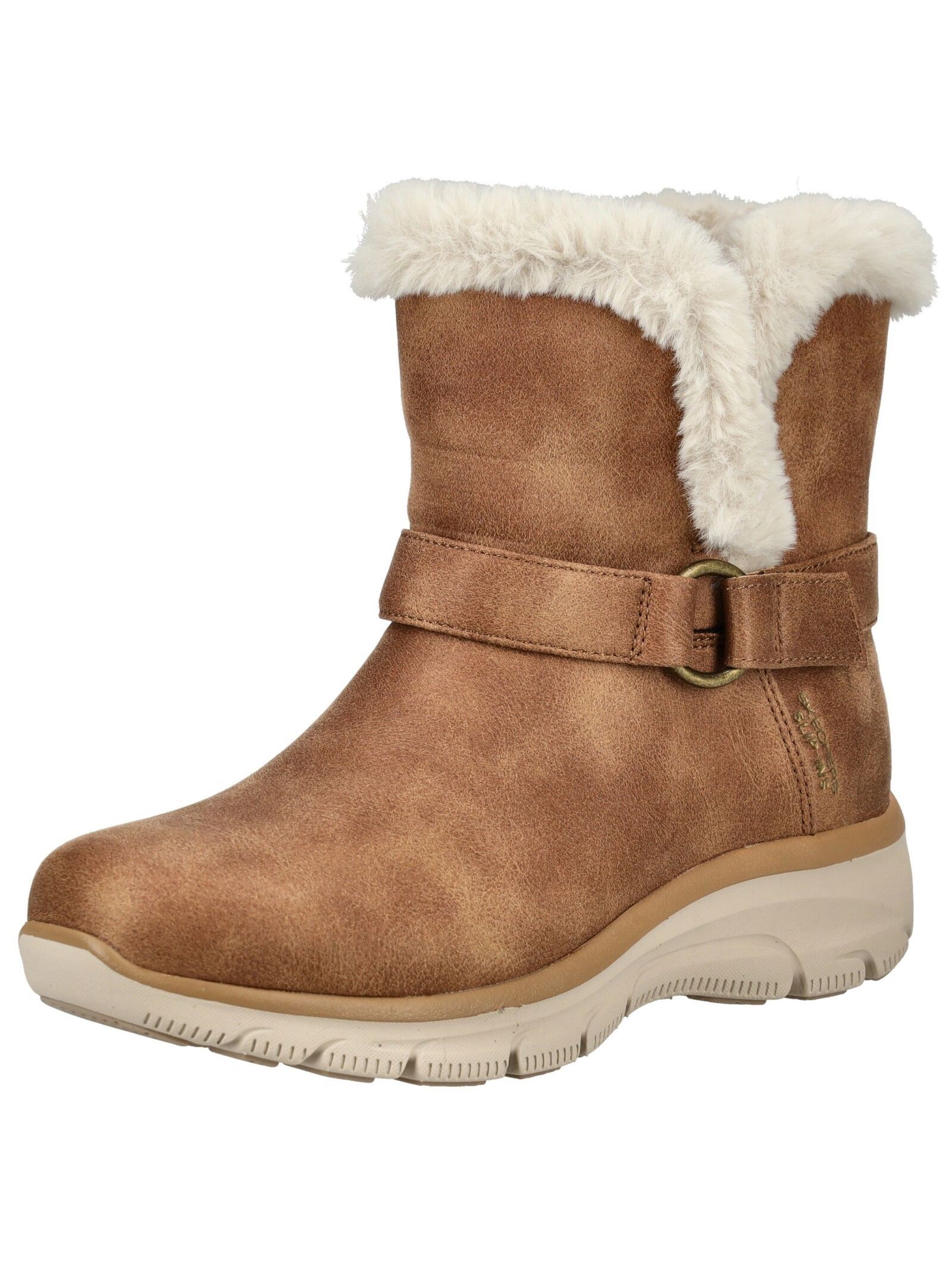 Stiefelette SKECHERS "Skechers Stiefelette Lederimitat/Textil", Damen, Gr. 39, mittelbraun, Lederimitat, Textil, Schuhe Stiefelette