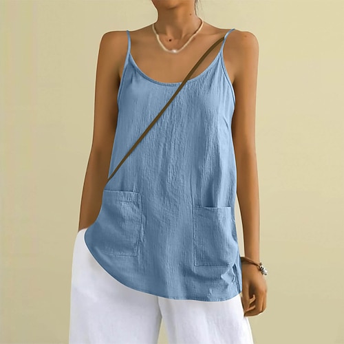 Damen Schulterfreies Oberteil Kordelzug Einfarbig Einfach Aktiv Täglich Hawaiianisch Ärmellos Ärmellos Rundhalsausschnitt Quadrathals U-Ausschnitt Normale Oberteile Täglich Arbeit Ferien Schwarz Wei Image