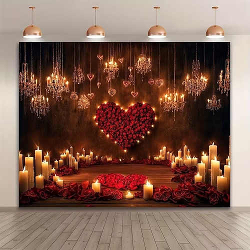 Valentinstag Tapisserie Banner Decke Herz Romantisch 3D Schlafzimmer Wohnzimmer Wohnheim Jugendzimmer Studentenwohnheim Wandveranda Wohndeko Image