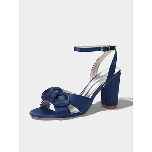 Gelbe Damensandalen mit Schleife und Blockabsatz, elegante offene Schuhe für Hochzeitsgäste bei Trauungen im Freien Image