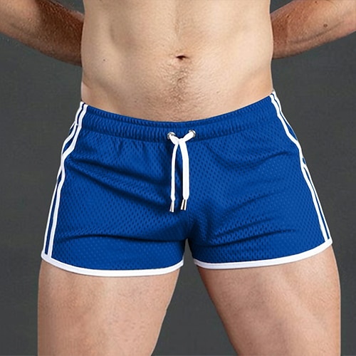 Herren Aktive Shorts Shorts Freizeitshorts Netz Einfach Einheitliche Farbe Schnelltrocknend Atmungsaktiv Kurz Outdoor Urlaub Fitnessstudio Sport Gymnastik Blau Schwarz Mikroelastisch Image