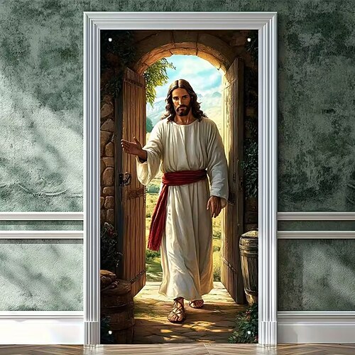 Geburtstag Poster Türabdeckung Banner für den Außenbereich Farbiges Glas Kirche Niedlich Mittelalterlich 3D Party Wohnheim Jugendzimmer Studentenwohnheim Jungs, Männerhöhle, Studentenwohnheim Image