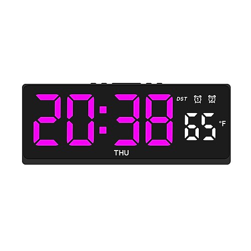 3-in-1 Digitaluhr: Wanduhr, Wandtimer, funktionale LED-Tischuhr mit LED-Digitalwecker und Temperaturanzeige für Schlafzimmer und Wohnräume Image