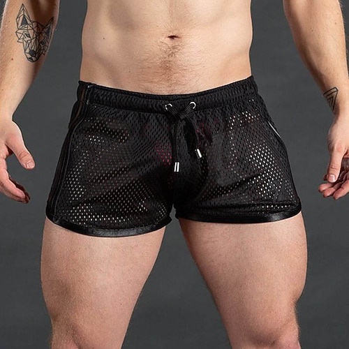 Herren Aktive Shorts Shorts Freizeitshorts Netz Einfach Einheitliche Farbe Schnelltrocknend Atmungsaktiv Kurz Outdoor Urlaub Fitnessstudio Sport Gymnastik Blau Schwarz Mikroelastisch Image