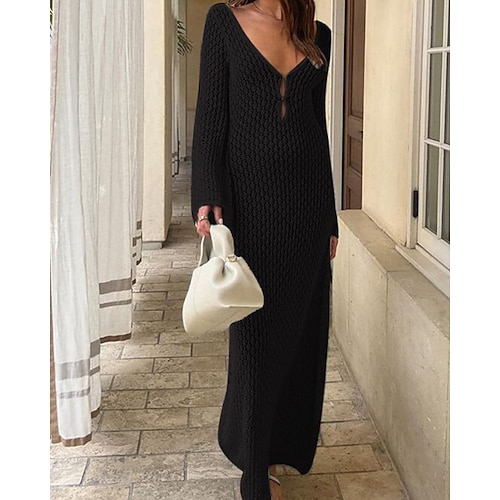 Damen Badeanzug Überwurf Badekleider Kleid Bademode Ausschnitt Urlaub Strandbekleidung Einfach V Ausschnitt Langarm Badeanzüge Image