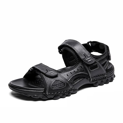 Braune Herren-Wandersandalen für Outdoor-Aktivitäten, verstellbarer Riemen, strapazierfähige, rutschfeste Sohle, robuster Freizeitstil für Wandern, Reisen und Sommeraktivitäten Image