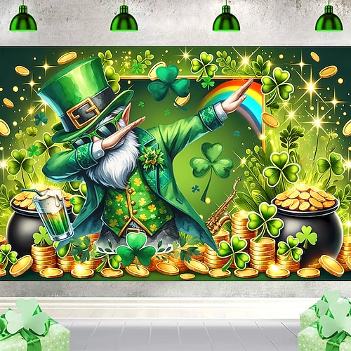 St. Patricks Day Tapisserie Banner Decke Elf Niedlich Romantisch 3D Schlafzimmer Wohnzimmer Wohnheim Jugendzimmer Studentenwohnheim Wandveranda Wohndeko Image