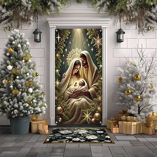 Geburtstag Poster Türabdeckung Banner für den Außenbereich Farbiges Glas Kirche Niedlich Mittelalterlich 3D Party Wohnheim Jugendzimmer Studentenwohnheim Jungs, Männerhöhle, Studentenwohnheim Image