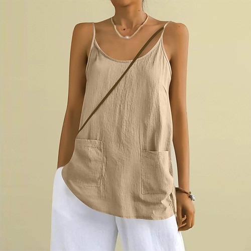 Damen Schulterfreies Oberteil Kordelzug Einfarbig Einfach Aktiv Täglich Hawaiianisch Ärmellos Ärmellos Rundhalsausschnitt Quadrathals U-Ausschnitt Normale Oberteile Täglich Arbeit Ferien Schwarz Wei Image