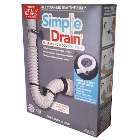 SIMPLE DRAIN 3EA-1V2-TC0 Simple Drain 2.5 ft. L Rubber Slotted Sink Drain Kit