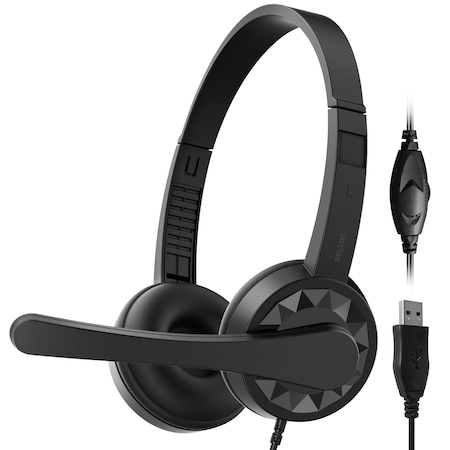 DELTON DWH12Y 12Y USB Computer Headset w/ Microphone, Noise Isolating